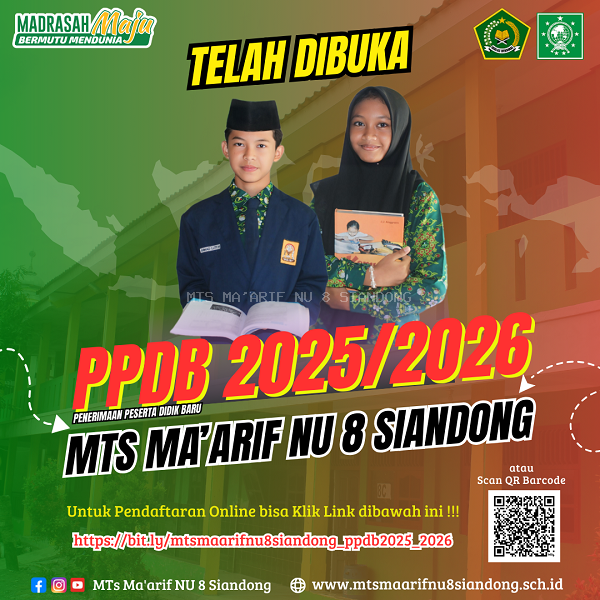 MTs Ma'arif NU 8 Siandong buka Penerimaan Peserta Didik Baru Tahun Ajaran 2025-2026 lengkap Jadwal dan Persyaratannya